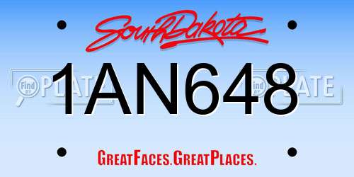 1AN648 South Dakota License Plate