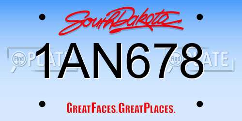 1AN678 South Dakota License Plate