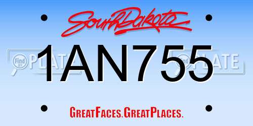 1AN755 South Dakota License Plate