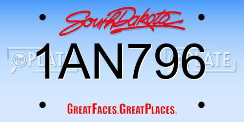 1AN796 South Dakota License Plate