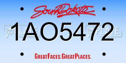 1AO5472 South Dakota License Plate