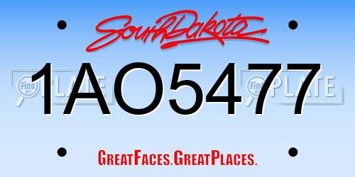 1AO5477 South Dakota License Plate