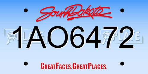 1AO6472 South Dakota License Plate