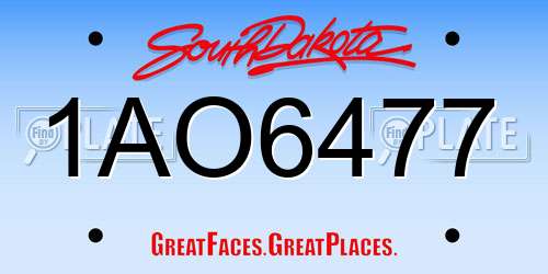 1AO6477 South Dakota License Plate