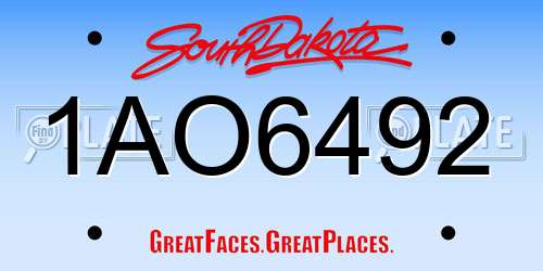 1AO6492 South Dakota License Plate