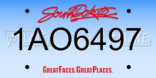 1AO6497 South Dakota License Plate