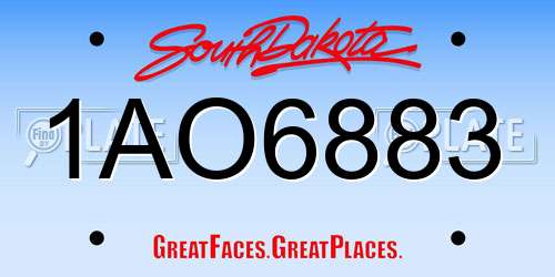 1AO6883 South Dakota License Plate