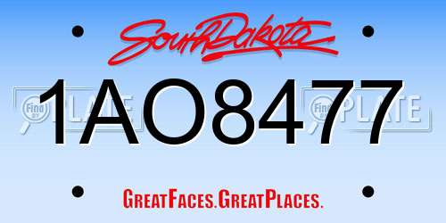 1AO8477 South Dakota License Plate