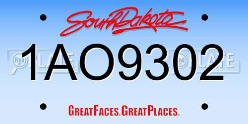 1AO9302 South Dakota License Plate