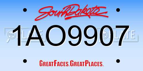 1AO9907 South Dakota License Plate