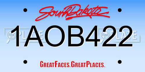 1AOB422 South Dakota License Plate