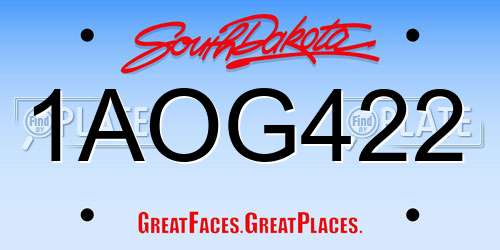 1AOG422 South Dakota License Plate