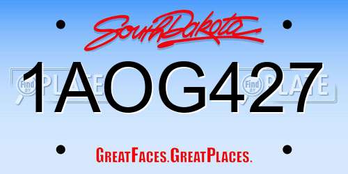 1AOG427 South Dakota License Plate