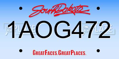 1AOG472 South Dakota License Plate