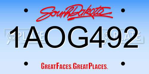 1AOG492 South Dakota License Plate