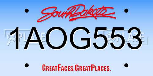 1AOG553 South Dakota License Plate