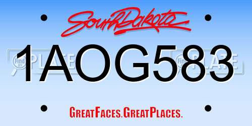 1AOG583 South Dakota License Plate
