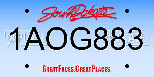 1AOG883 South Dakota License Plate