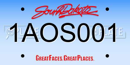 1AOS001 South Dakota License Plate