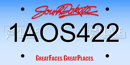 1AOS422 South Dakota License Plate