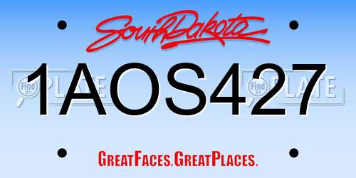 1AOS427 South Dakota License Plate