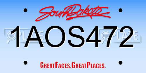 1AOS472 South Dakota License Plate