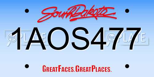 1AOS477 South Dakota License Plate