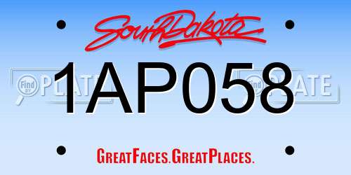 1AP058 South Dakota License Plate