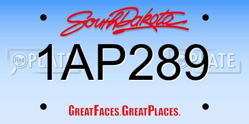 1AP289 South Dakota License Plate