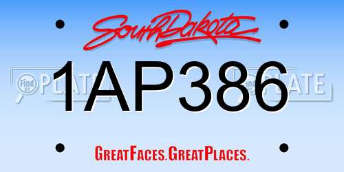 1AP386 South Dakota License Plate