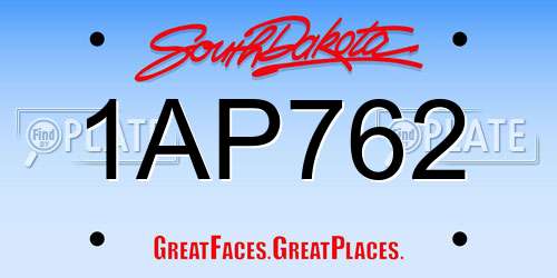 1AP762 South Dakota License Plate
