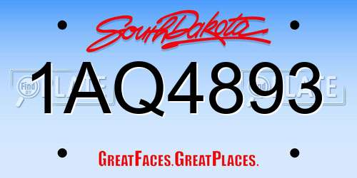 1AQ4893 South Dakota License Plate