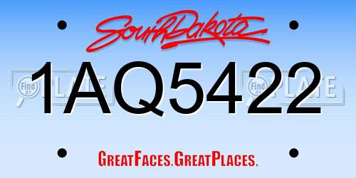1AQ5422 South Dakota License Plate