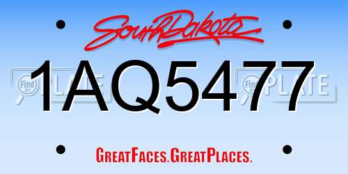 1AQ5477 South Dakota License Plate