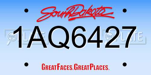 1AQ6427 South Dakota License Plate