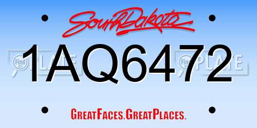 1AQ6472 South Dakota License Plate