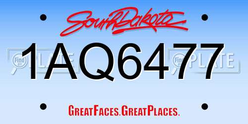 1AQ6477 South Dakota License Plate