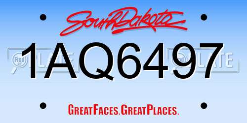 1AQ6497 South Dakota License Plate