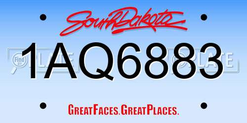 1AQ6883 South Dakota License Plate