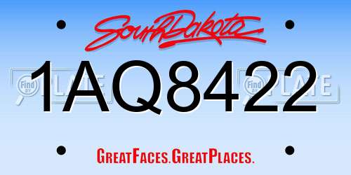 1AQ8422 South Dakota License Plate