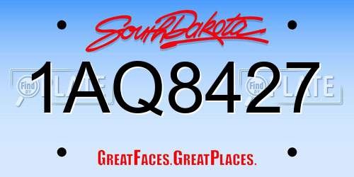 1AQ8427 South Dakota License Plate