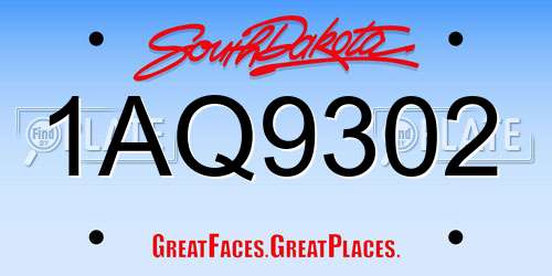 1AQ9302 South Dakota License Plate