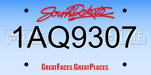 1AQ9307 South Dakota License Plate