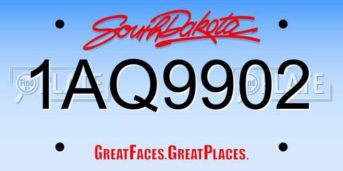 1AQ9902 South Dakota License Plate