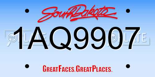 1AQ9907 South Dakota License Plate
