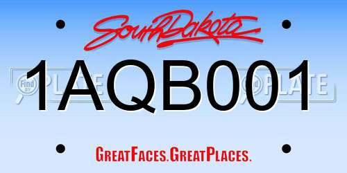 1AQB001 South Dakota License Plate