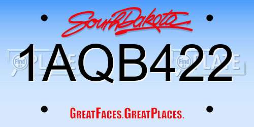 1AQB422 South Dakota License Plate