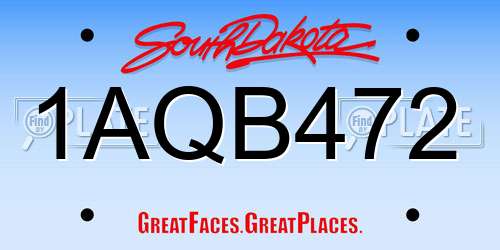1AQB472 South Dakota License Plate