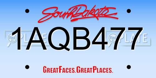1AQB477 South Dakota License Plate
