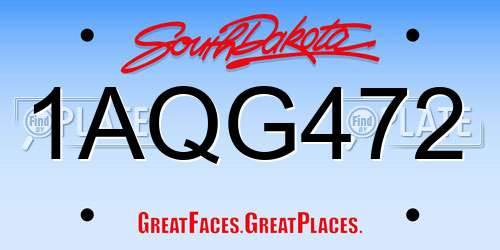 1AQG472 South Dakota License Plate